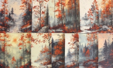 Designpapier Herbstwald