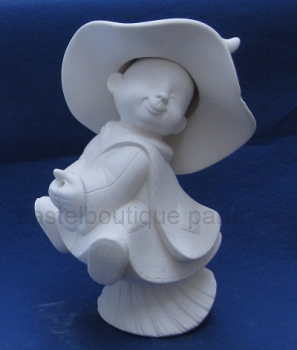 Rohkeramik Hexe auf Besen