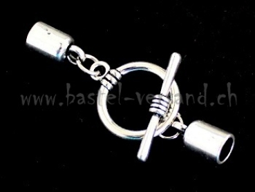 Knebelverschluss mit Endkappen rund silberfarbig