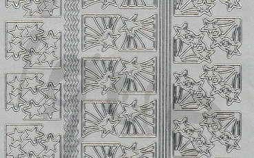Preview: Sticker Ecken und Linien (8521) Sterne silber