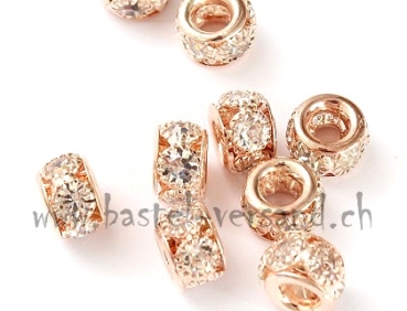 Metallperle 8mm mit Strass roségold