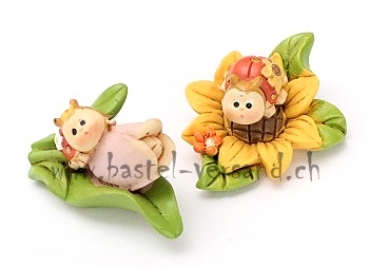 Marienkäfer auf Blatt (2Stk.)