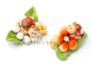 Marienkäfer auf Blatt (2Stk.)