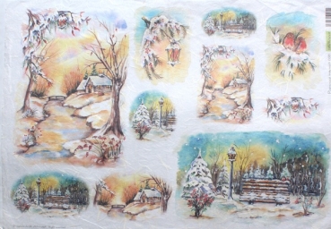 Motiv-Strohseide Wintermotive