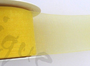 Preview: Dekoband Organza 3,8cm maisgelb