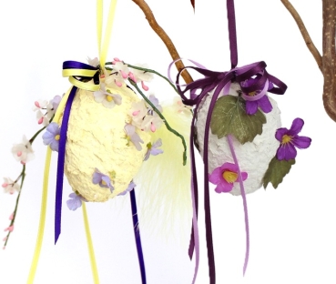 Deko Eier mit Seidenblumen