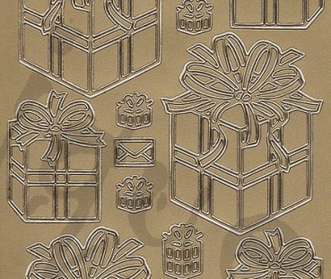 Preview: Sticker Geschenkschachtel (1050) gold