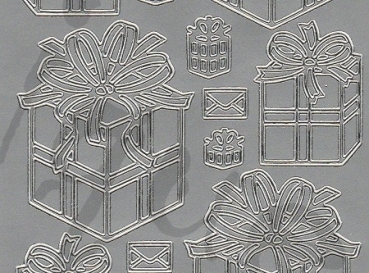 Preview: Sticker Geschenkschachtel (1050) silber