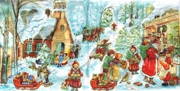 Serviette santa with kids