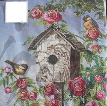 Serviette lovely birdhouse