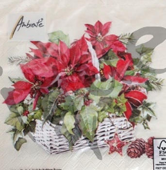 Serviette poinsettia in basket