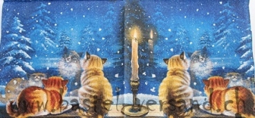 Serviette katzen am fenster