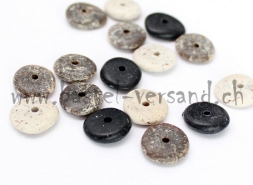 Kunststoffperle Scheibe klein stein effekt grau