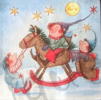 Serviette wichtel auf schaukel