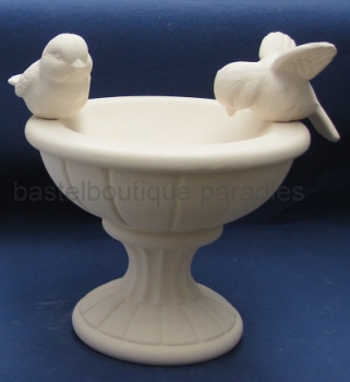 Rohkeramik Vogeltränke mit 2 Vögel