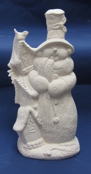 Rohkeramik Schneemann mit Vogelhaus