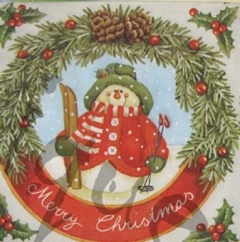 Serviette schneemann merry christmas