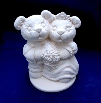 Rohkeramik Brautpaar Bären