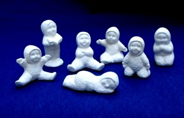Rohkeramik Schneebabys 2,5 - 4cm (7Stk.)