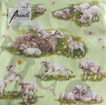 Serviette spring with lambs