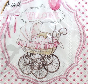 Serviette welcome pink
