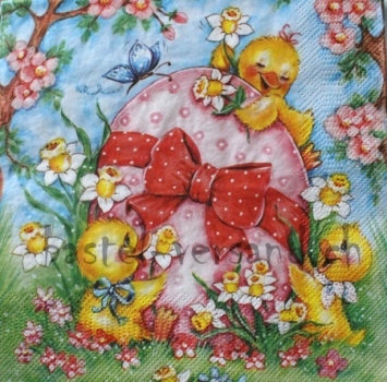 Serviette happy chicken with big easter egg (2Stk.)