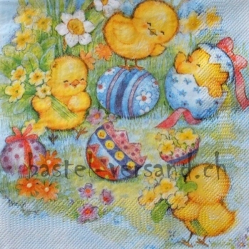 Serviette joyful little chickens