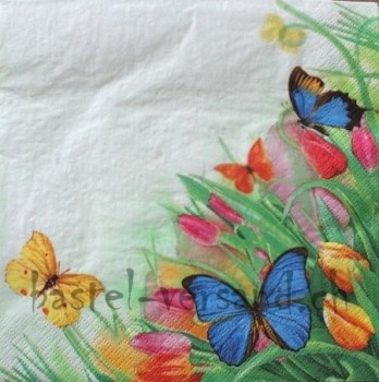 Serviette tulips & butterflies