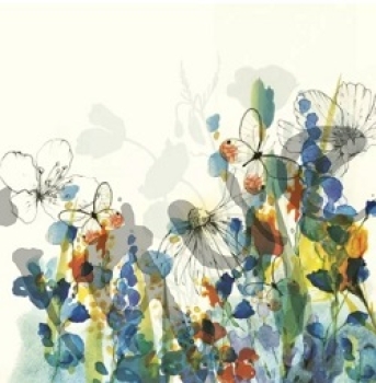 Serviette watercolour painted meadow
