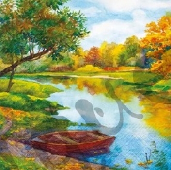 Serviette whatercolor river