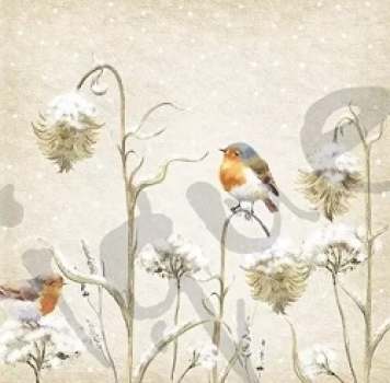 Serviette robin in thistles