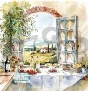 Serviette cucina con vista