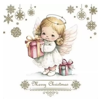 Serviette lovely angel with presents