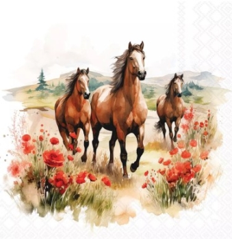 Serviette trotting horses