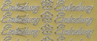 Preview: Sticker Einladung (404) gold