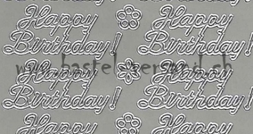 Preview: Sticker Happy Birthday (300) silber