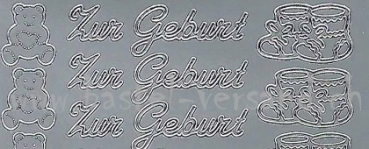 Preview: Sticker zur Geburt (435) silber