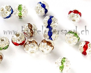 Metallperle 6mm mit Strass grün