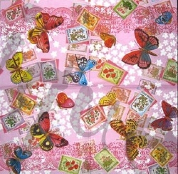 Serviette schmetterlinge rosa