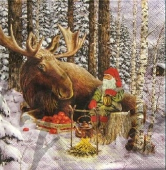 Serviette zwerg mit elch