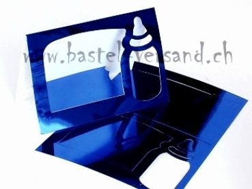 Tischkarte Aufsteller Spiegelkarton "Schoppen" blau