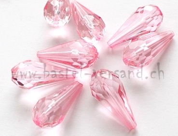 Facettenperle Tropfen 25mm rosa