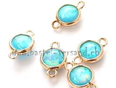 Verbindungsteil rund mit 2 Ösen hellblau