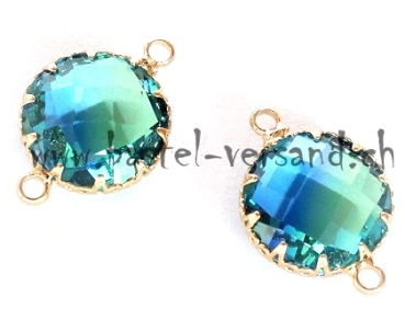 Verbindungsteil rund mit 2 Ösen blau-grün