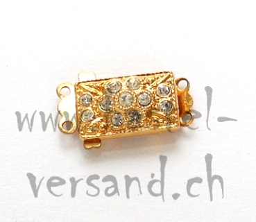 Preview: Zierverschluss mit Strasssteinen 2-reihig