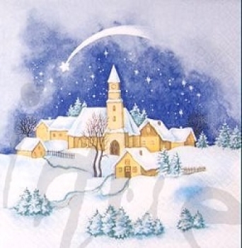 Serviette winterdorf mit kirche
