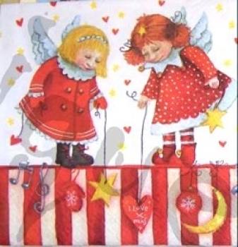 Serviette engeli i love x mas