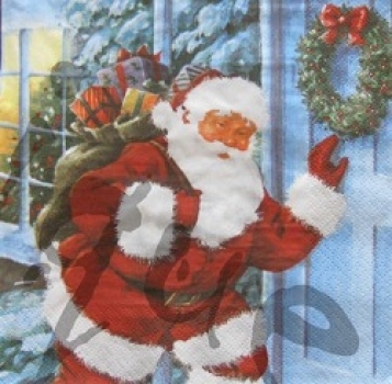 Serviette weihnachtsmann klopft an die tür