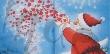 Serviette weihnachtsmann mit herzen