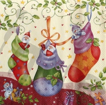 Serviette weihnachtssocken (rot)